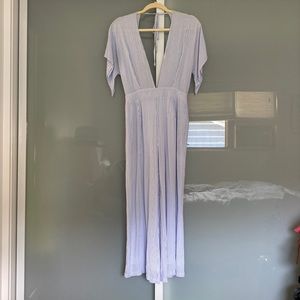 Skylar + Madison White And Blue Striped Jumpsuit Size Large